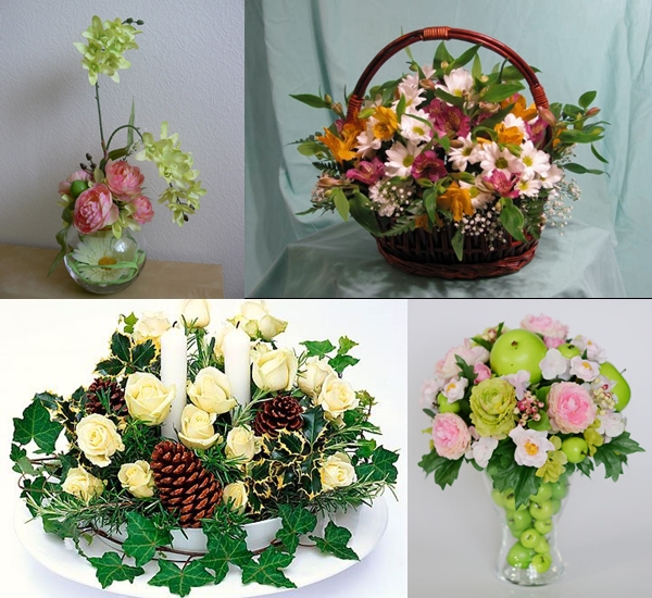 Aranjament floral de flori prin mâinile proprii