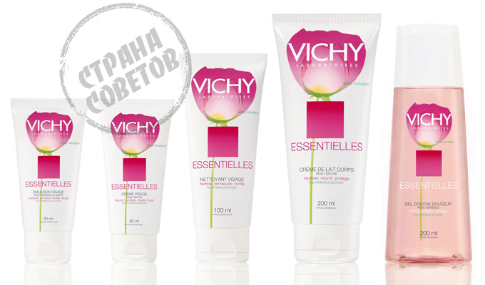 Vichy Essentielles lichid, cremă pentru față, spumă pentru față, loțiune de corp, gel de duș