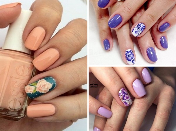 Nail art pe un unghii - toamna trend-2016