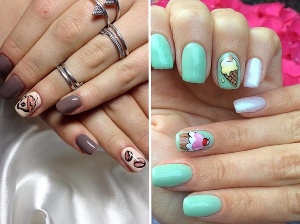 Nail art pe un unghii - toamna trend-2016